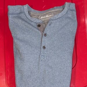 Eddie Bauer Textured Blue Henley
